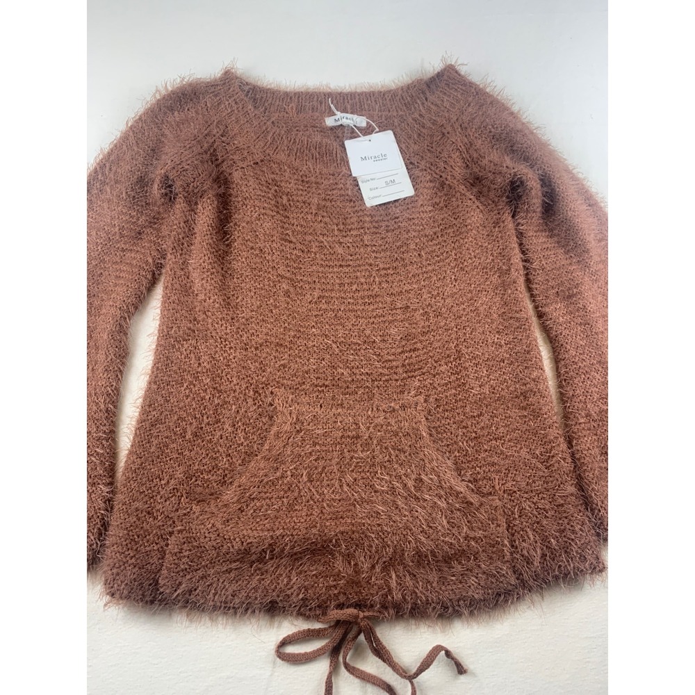 NWT Miracle Sweater Drawstring Waist Bell Sleeves Kangaroo Pocket‎